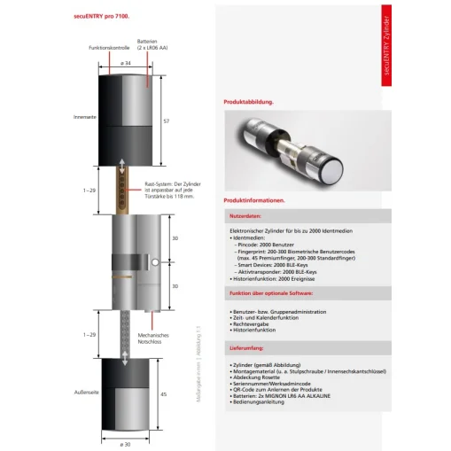 Cylindre Burg Wächter secuENTRY pro 7100