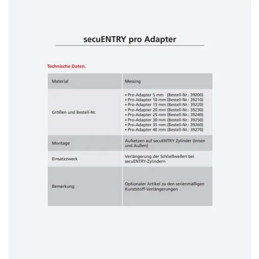 Burg Wächter adaptateur secuENTRY pro 30mm