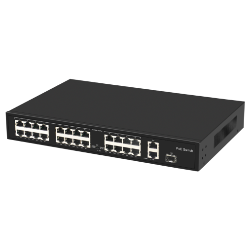 Commutateur PoE 24 ports PoE, 2 ports Gigabit, 1 SFP Gigabit
