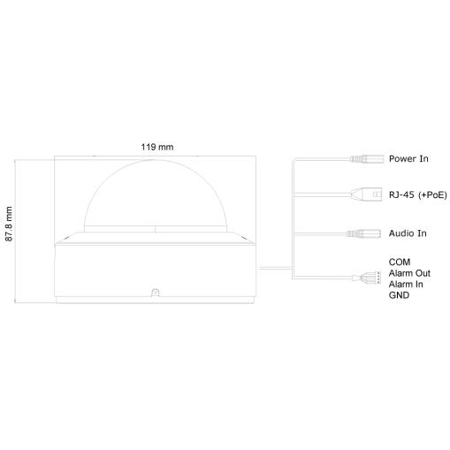 Provision DAI-340IPEN-28 20m IR 4MP DDA Analytics Lens fixed Dome/Turret Anti-Vandal Camera