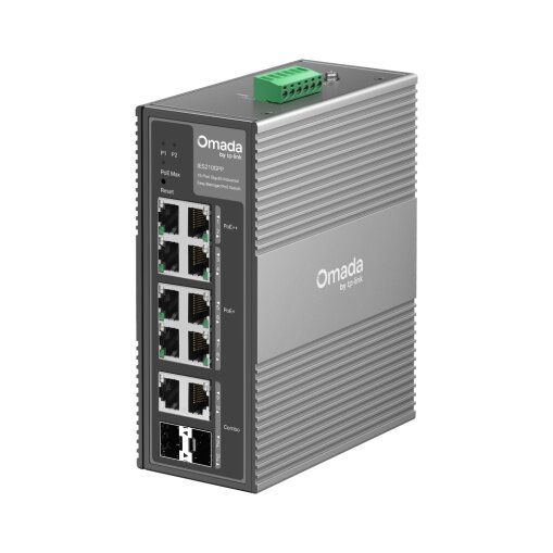Omada 10-Port Gigabit Industrial Easy Managed Switch with 6-Port PoE+ and 2-Port PoE++