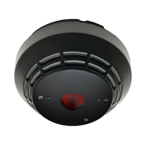 Graphitschwarzer adressierbarer Dual‑Optik‑ und Wärmemelder der Kidde Excellence‑Serie mit integrierter Kurzschlussisolierung, Schallgeber (Sirene) und VAD