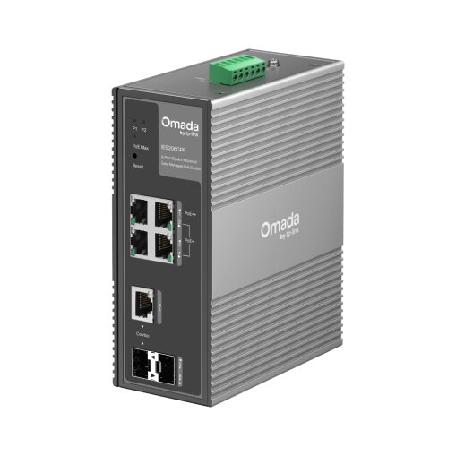 Omada 6-Port Gigabit Industrial Easy Managed Switch with 3-Port PoE+ and 1-Port PoE++